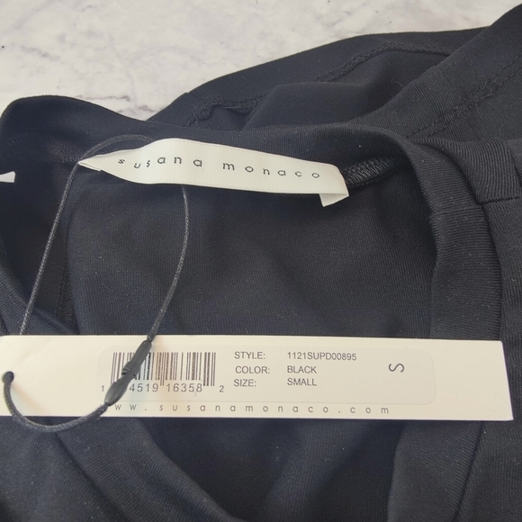 Susana Monaco Black Wrap Cut Out Bodycon Dress Stretchy NWT Size Small - Picture 11 of 13
